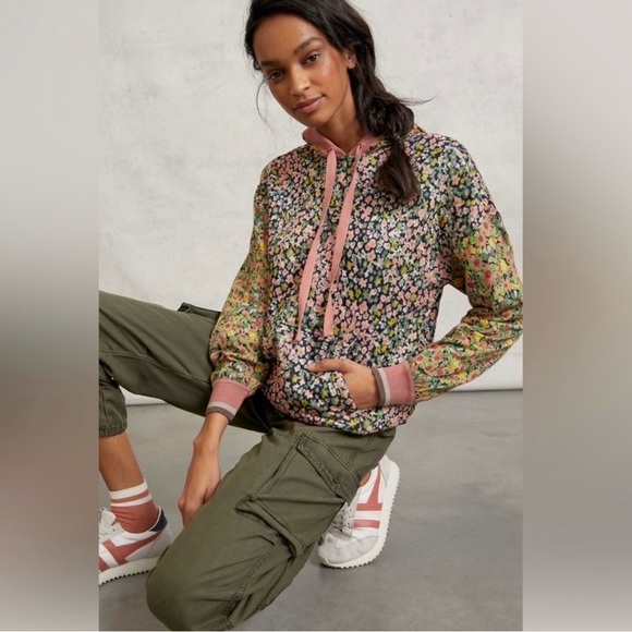Anthropologie Conditions Apply Felicity Floral Print Quilted Hoodie Large - Picture 2 of 10